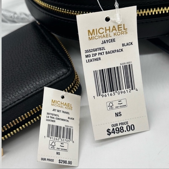 Michael Kors Medium Jaycee Backpack & Continental Wallet Wristlet Black - Picture 14 of 14